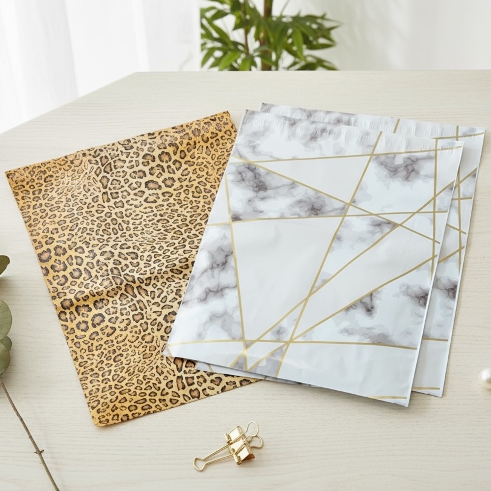 25 14X17 Animal Print Leopard Poly Mailers